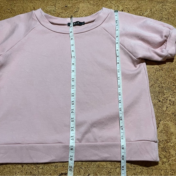Yala Berkeley Puff Short Sleeve Bamboo & OG Cotton Raglan Pink Sweatshirt Top - Picture 10 of 12